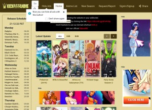 How kickassanime.io looks like on a tablet such as an iPad.