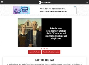 How kickassfacts.com looks like on a tablet such as an iPad.