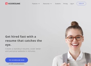 How kickresume.com looks like on a tablet such as an iPad.