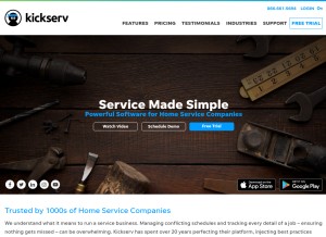 How kickserv.com looks like on a tablet such as an iPad.