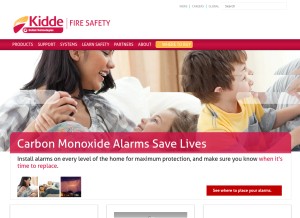 How kidde.com looks like on a tablet such as an iPad.