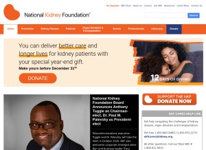 How kidney.org looks like on a tablet such as an iPad.