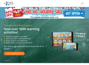 How kidsacademy.mobi looks like on a tablet such as an iPad.