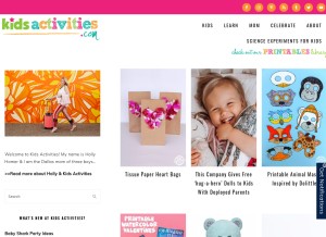 How kidsactivitiesblog.com looks like on a tablet such as an iPad.