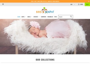 How kidsdepotonline.com looks like on a tablet such as an iPad.