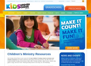How kidssundayschool.com looks like on a tablet such as an iPad.
