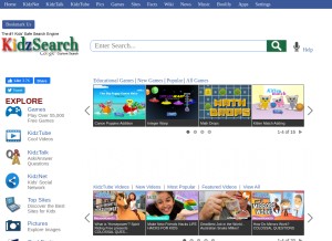 How kidzsearch.com looks like on a tablet such as an iPad.