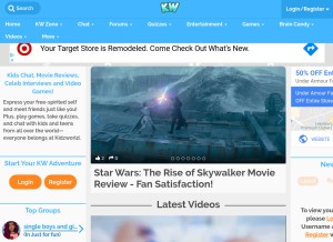 How kidzworld.com looks like on a tablet such as an iPad.