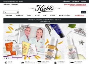 How kiehls.dk looks like on a tablet such as an iPad.
