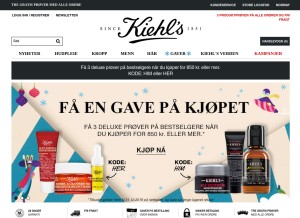 How kiehls.no looks like on a tablet such as an iPad.