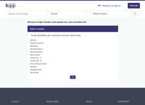 How kijiji.ca looks like on a tablet such as an iPad.