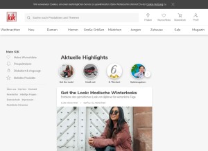How kik.de looks like on a tablet such as an iPad.