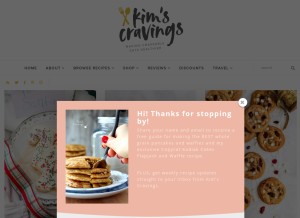 How kimscravings.com looks like on a tablet such as an iPad.