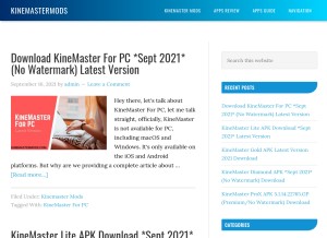 How kinemastermods.com looks like on a tablet such as an iPad.