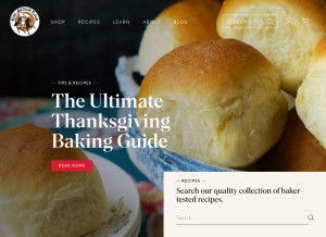 How kingarthurflour.com looks like on a tablet such as an iPad.