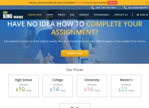 How kingessays.com looks like on a tablet such as an iPad.