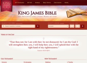 How kingjamesbibleonline.org looks like on a tablet such as an iPad.