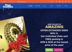 How kingsdominion.com looks like on a tablet such as an iPad.