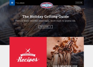 How kingsford.com looks like on a tablet such as an iPad.