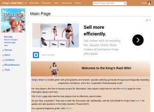 How kingsraid.wiki looks like on a tablet such as an iPad.
