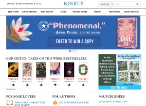 How kirkusreviews.com looks like on a tablet such as an iPad.