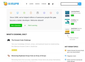 How kirupa.com looks like on a tablet such as an iPad.