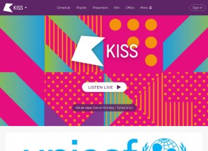 How kissfmuk.com looks like on a tablet such as an iPad.