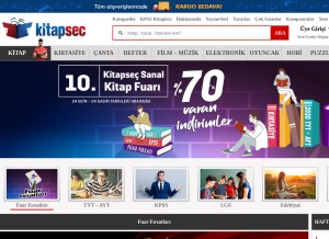 How kitapsec.com looks like on a tablet such as an iPad.