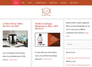 How kitchenfolks.com looks like on a tablet such as an iPad.