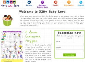 How kittybabylove.com looks like on a tablet such as an iPad.