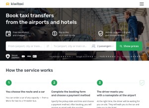 How kiwitaxi.com looks like on a tablet such as an iPad.