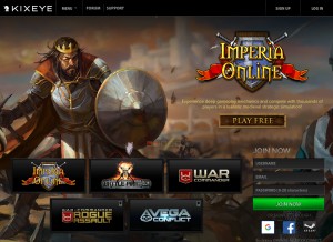 How kixeye.com looks like on a tablet such as an iPad.