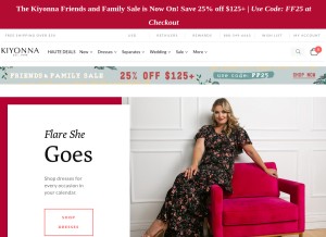 How kiyonna.com looks like on a tablet such as an iPad.
