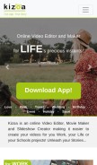 How kizoa.com looks like on a mobile device such as an iPhone.