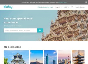 How kkday.com looks like on a tablet such as an iPad.