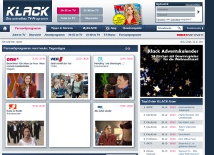 How klack.de looks like on a tablet such as an iPad.