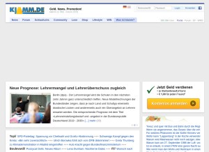 How klamm.de looks like on a tablet such as an iPad.