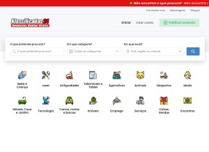 How klassificados24.com looks like on a tablet such as an iPad.