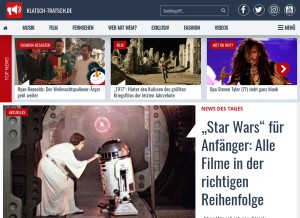 How klatsch-tratsch.de looks like on a tablet such as an iPad.