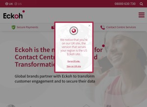 How klick2contact.com looks like on a tablet such as an iPad.