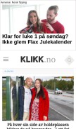 How klikk.no looks like on a mobile device such as an iPhone.