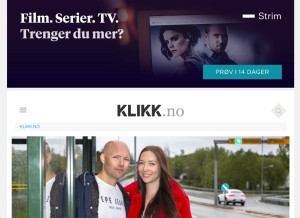 How klikk.no looks like on a tablet such as an iPad.