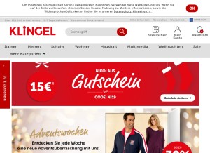 How klingel.de looks like on a tablet such as an iPad.