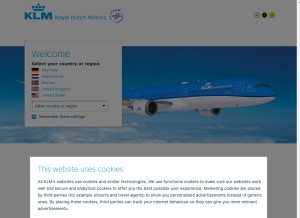 How klm.com looks like on a tablet such as an iPad.