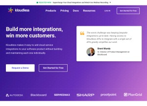 How kloudless.com looks like on a tablet such as an iPad.