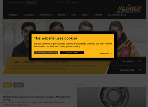 How klueber.com looks like on a tablet such as an iPad.