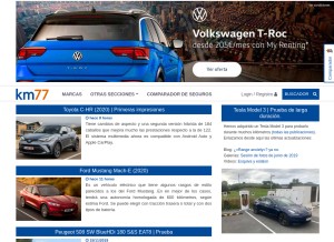 How km77.com looks like on a tablet such as an iPad.
