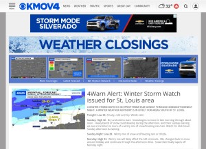 How kmov.com looks like on a tablet such as an iPad.