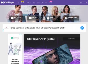 How kmplayer.com looks like on a tablet such as an iPad.