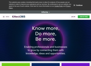 How knect365.com looks like on a tablet such as an iPad.